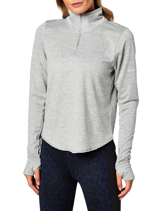 Nike W Nk SPHR Elmnt Top Hz Long Sleeved T-Shirt - Particle Grey/Grey Fog/Heather/(Reflective Silver), M