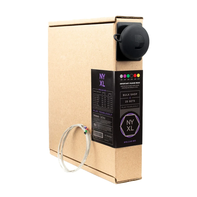 D'Addario Electric Guitar Strings, NYXL Nickel Plated, NYXL1149-B25, Medium Gauge 11-49, 6-String Set, Pack of 25