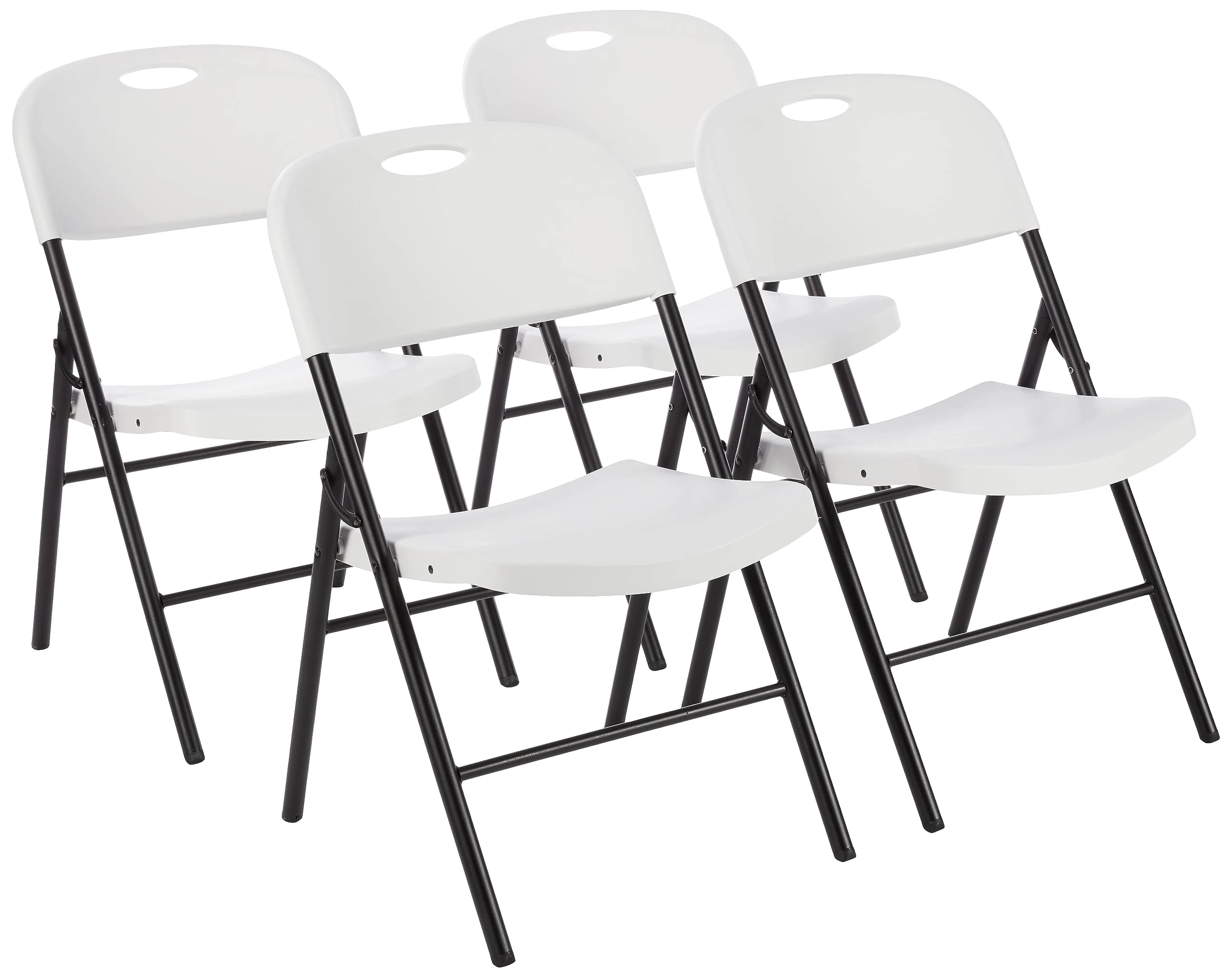 Amazon Basics Plastic & Metal Folding Chairs Set of 4, Camping, Kitchen Chairs, Indoor & Outdoor, White, up to 158 Kg