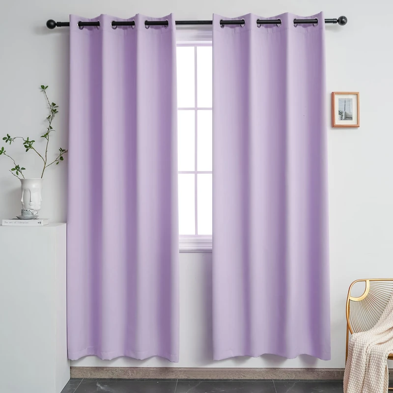 YGO Lilac Curtains 72 Inch Length Thermal Insulated Room Darkening Blackout Curtains for Girls Bedroom Set of 2 Panels