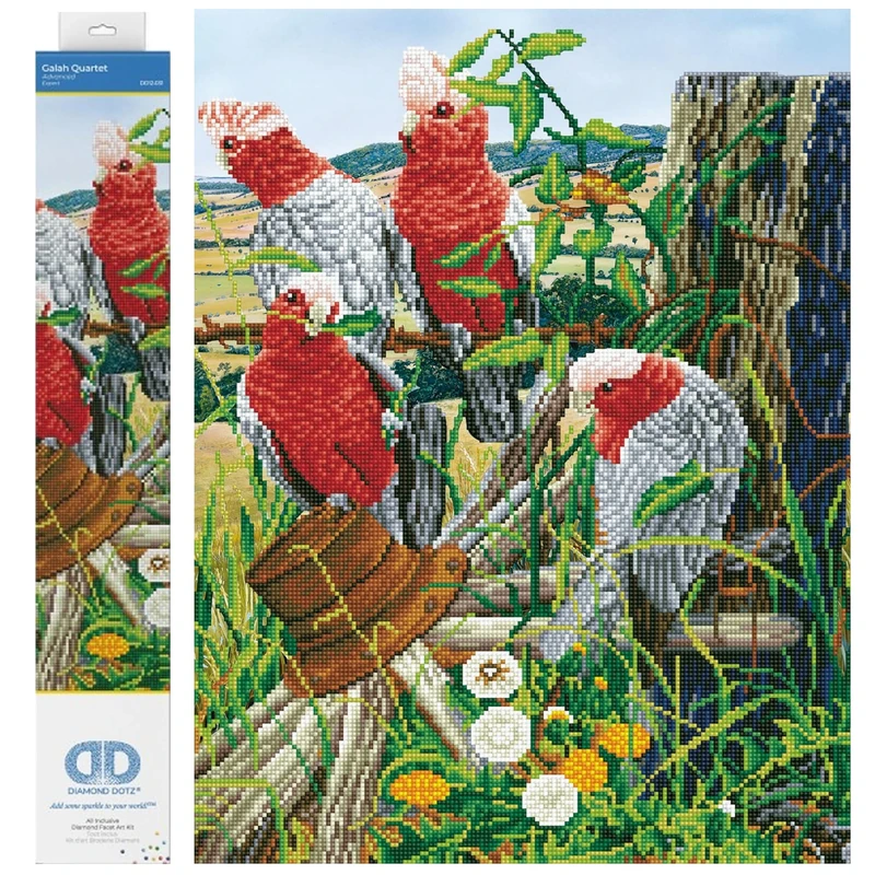 DIAMOND DOTZ Painting Kit: Intermediate, DD12, Galah Quartet, 47x57cm