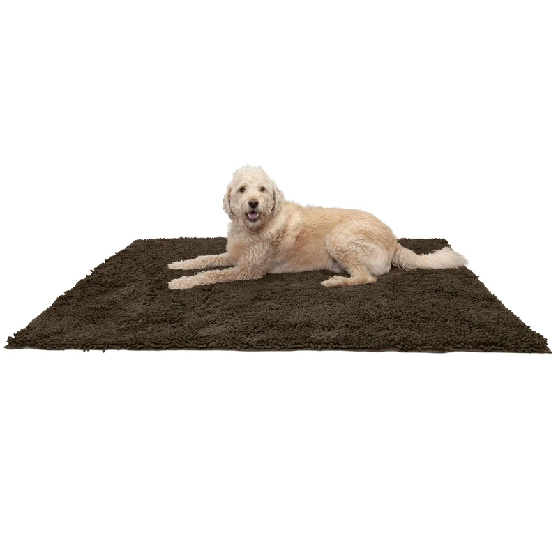 FurHaven 60" x 48" Highly Absorbent Dog Door Mat for Muddy Paws, 100% Washable, Perfect for Entryway, Kitchen, & Bathroom Use - Chenille Shammy Rug - Mud (Brown), Jumbo Plus/XXXL