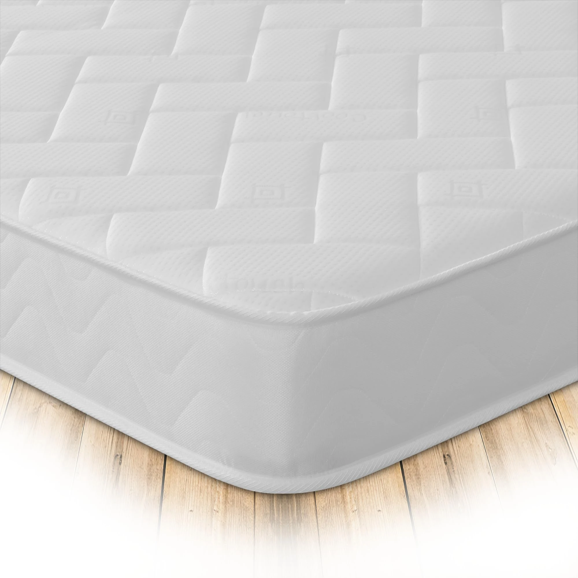 Starlight Beds Quilted Brick Sprung Hybrid Small Single Mattress with Memory Foam Layer. Soft Firmness, White, 18cm Deep. 2ft6 Mattress (75cm x 190cm)