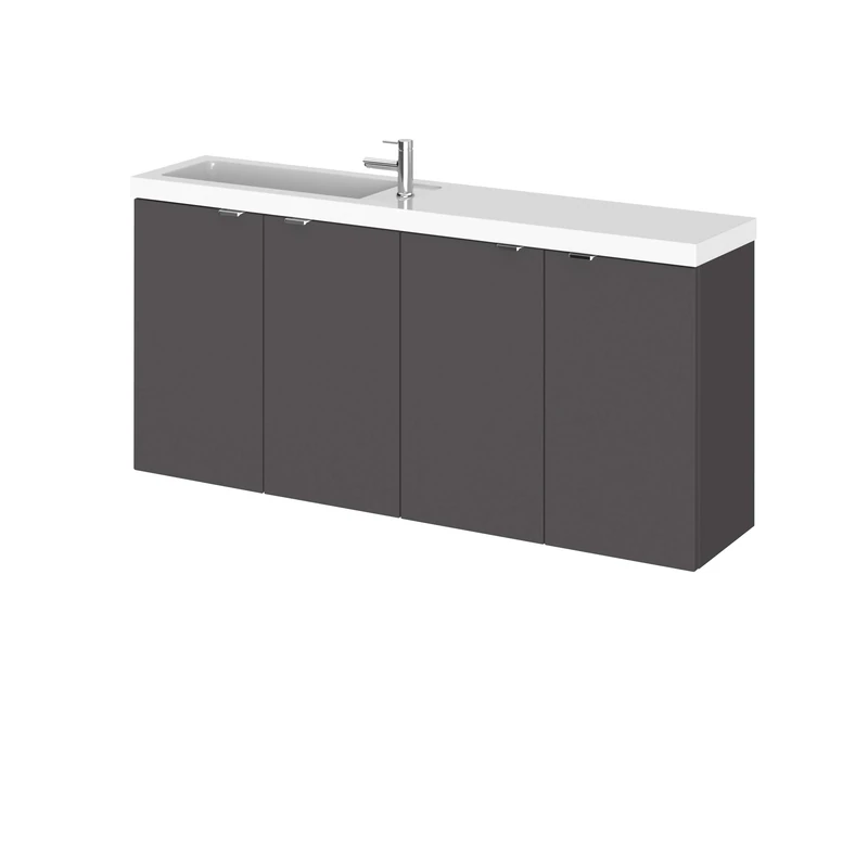 Hudson Reed CBI935 Fusion Wall Hung Vanity, Gloss Grey, 1200mm