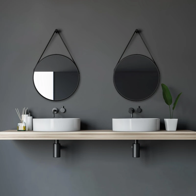 Talos Design Round Mirror Style Diameter 50 cm Aluminium Frame, Matt Black 2803