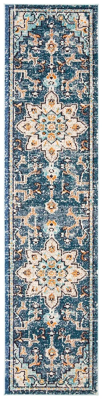 Safavieh Distressed Rug for Living Room Dining Room Bedroom - Madison Collection Short Pile Blue and Light Blue 30 x 72 Inch
