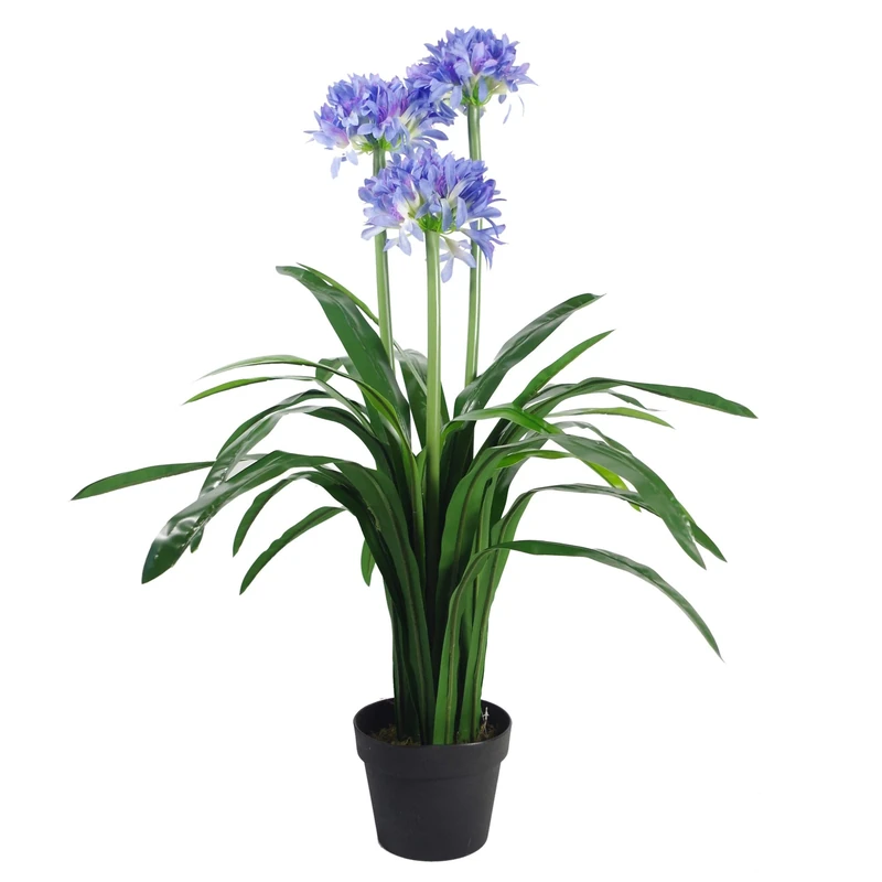 Leaf 90cm Premium Artificial Agapanthus with pot BLUE, Silk, LEAF-7284