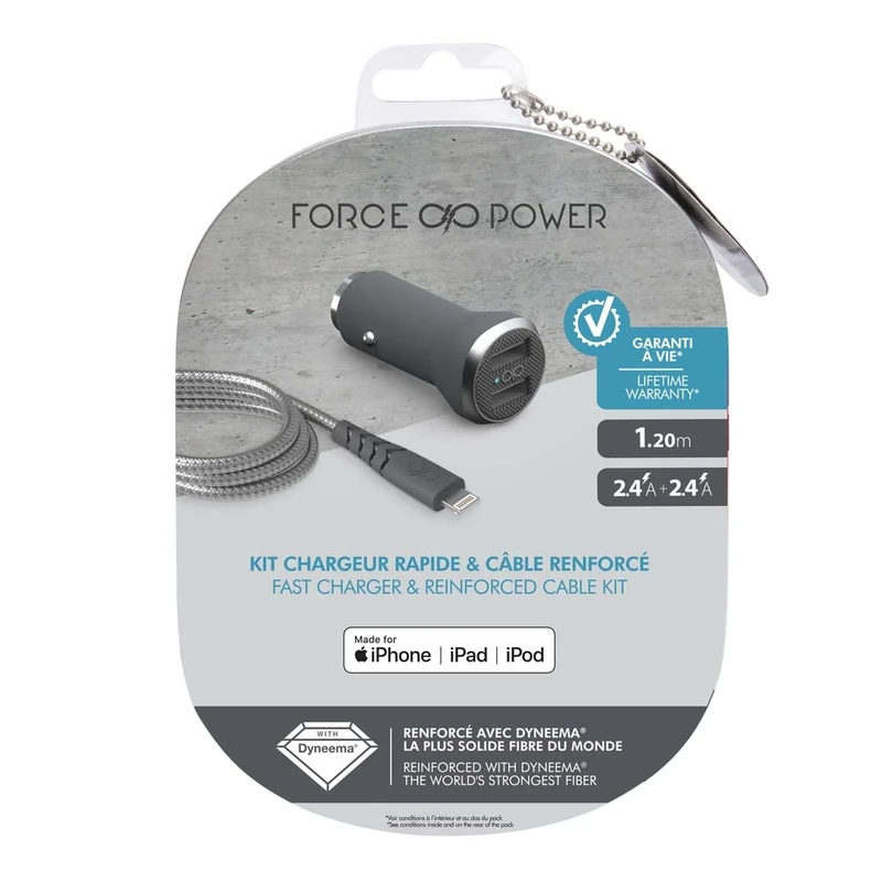 Force Power CAC Fast&Smart 2 USBA 4.8A Grey + CBL Mic 1M2 Grey - Image 1