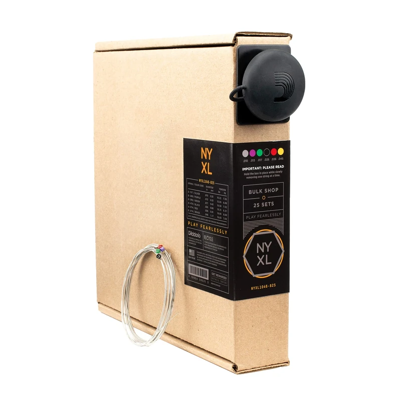 D'Addario Electric Guitar Strings, NYXL Nickel Plated, NYXL1046-B25, Regular Light Gauge 10-46, 6-String Set, Pack of 25