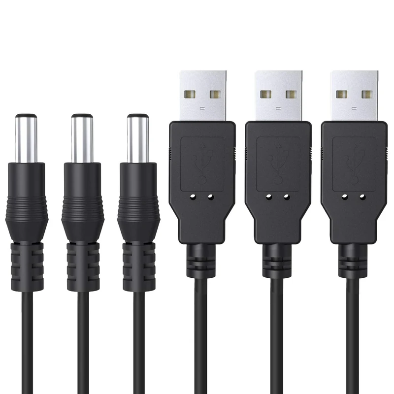 Ancable 5V USB to DC Cable 3 Pack, 1M USB to DC Barrel Jack Power Cable for 24AWG 5.5 x 2.1mm