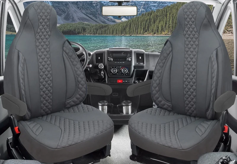 BREMER SITZBEZÜGE Made-To-Measure Driver Protective Covers, Seat Covers Compatible with Ducato, Weinsberg, Adria, Dethleffs Motorhome Accessories, Set of 2 Protective Covers Incl. Armrest Covers,