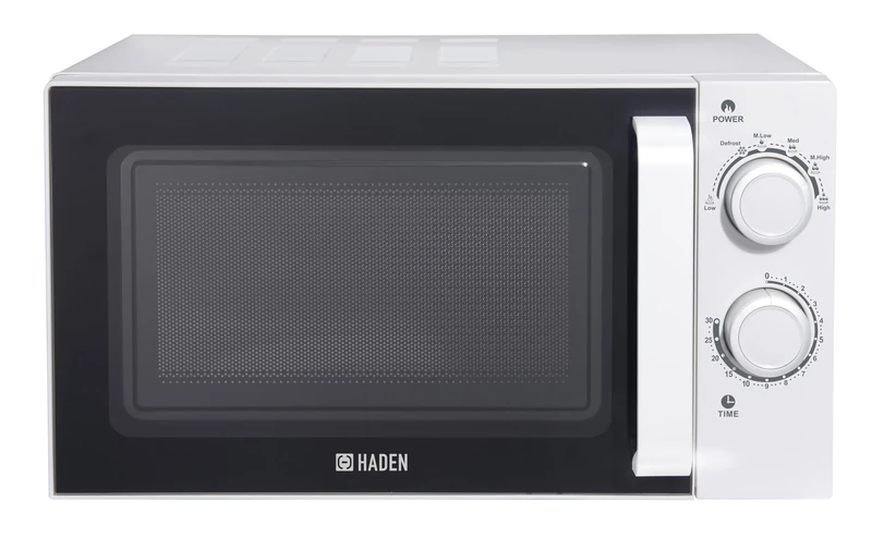 Haden Stainless Steel Interior Microwave Oven - 20l White Microwave, 700W with 6 Power Levels, 30min Timer, Defrost Function and 24.5cm Turntable Glass - Easy To Clean Microwave