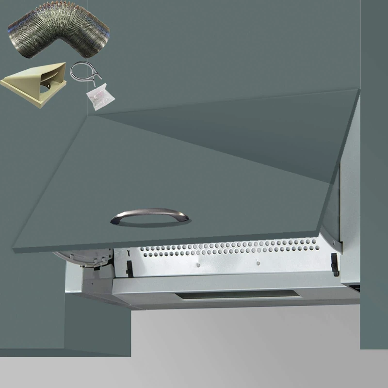 SIA INT60SS 60cm Silver Integrated Built In Kitchen Cooker Hood And 3m Ducting - Image 1