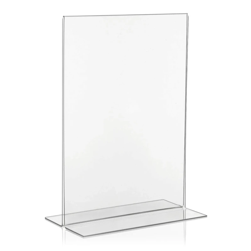 VITAdisplays DIN A4 T-Advertising Stands, T-Stands, Table Stands, Acrylic Glass Stand Made from Original Plexiglas (Pack of 5)