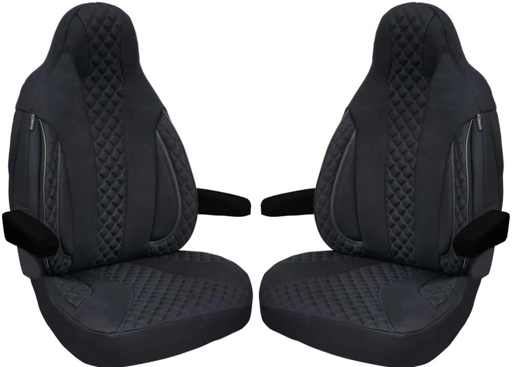 BREMER SITZBEZÜGE Motorhome Seat Covers Compatible with Fiat Ducato Citroen Jumper Peugeot Boxer in Black | WPL404