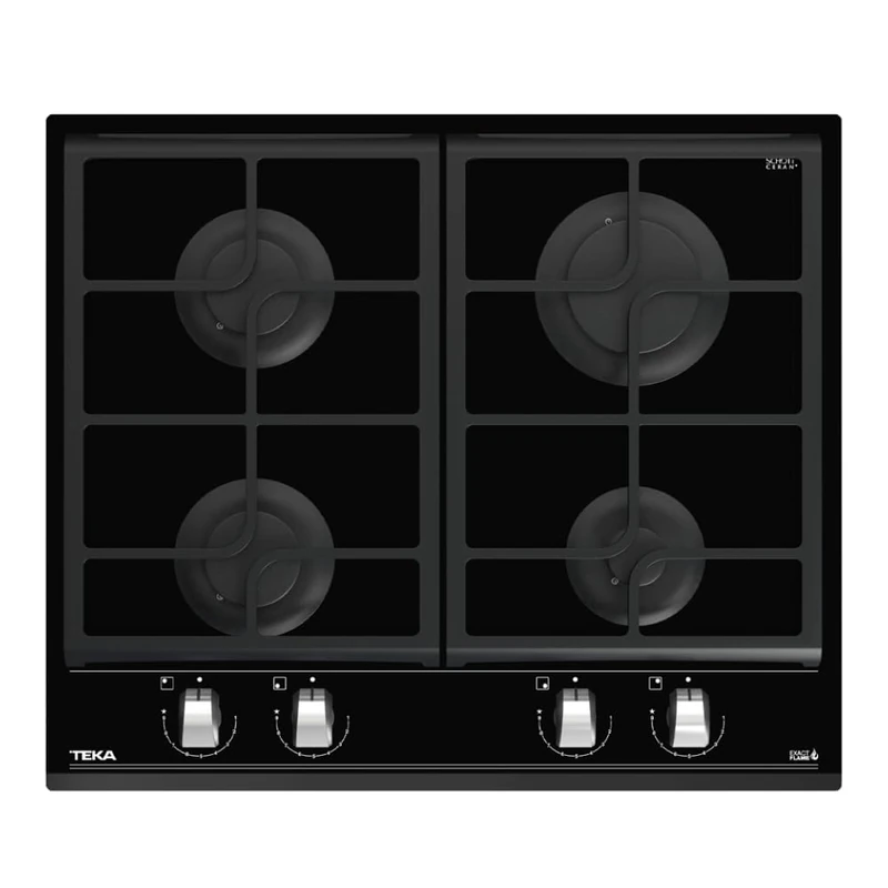 TEKA Glass Gas Plate 60 cm, 4 Burners, ExactFlame, Ceramic Glass, Self-ignition, Model GZC 64300 XBN
