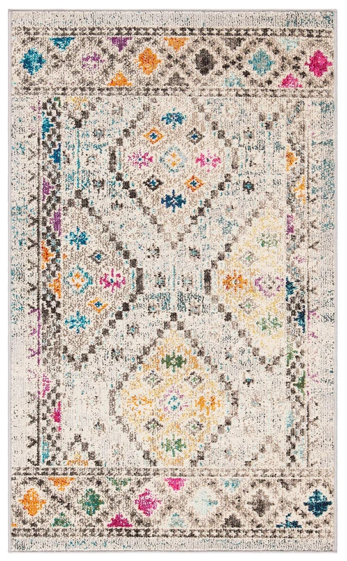 SAFAVIEH Madison Collection Accent Rug - 2'2" x 4', Grey & Yellow, Boho Diamond Distressed Design, Non-Shedding & Easy Care, Ideal for High Traffic Areas in Entryway, Living Room, Bedroom (MAD418F)