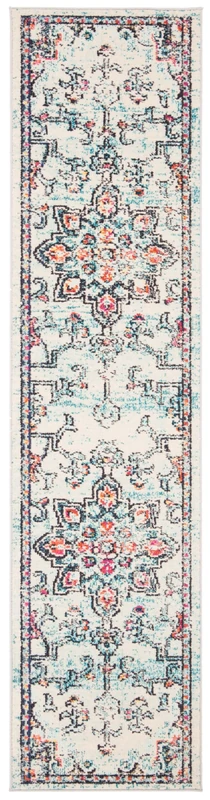 Safavieh Boho Rug for Living Room, Dining Room, Bedroom - Madison Collection, Short Pile, in Cream and Blue, 66 X 305 cm