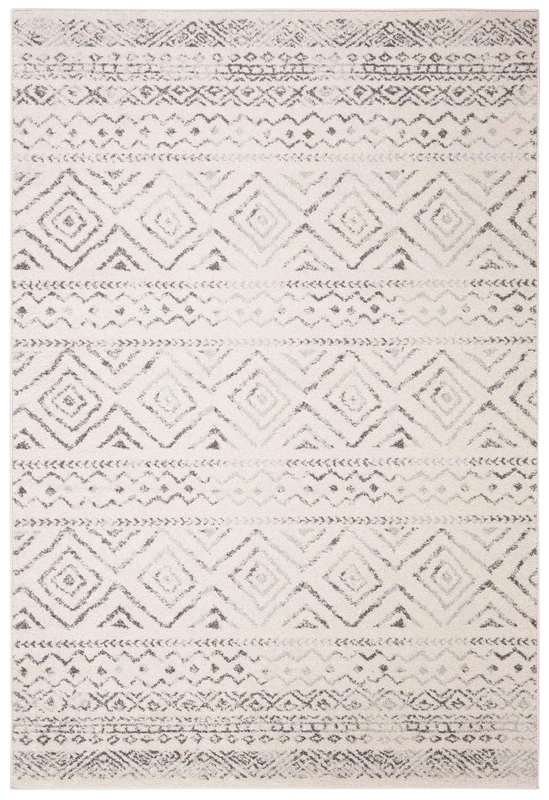 Safavieh Boho Chic Indoor Woven Rectangle Area Rug, Tulum Collection, TUL267, in Ivory / Grey, 160 X 229 cm for Living Room, Bedroom or Any Indoor Space