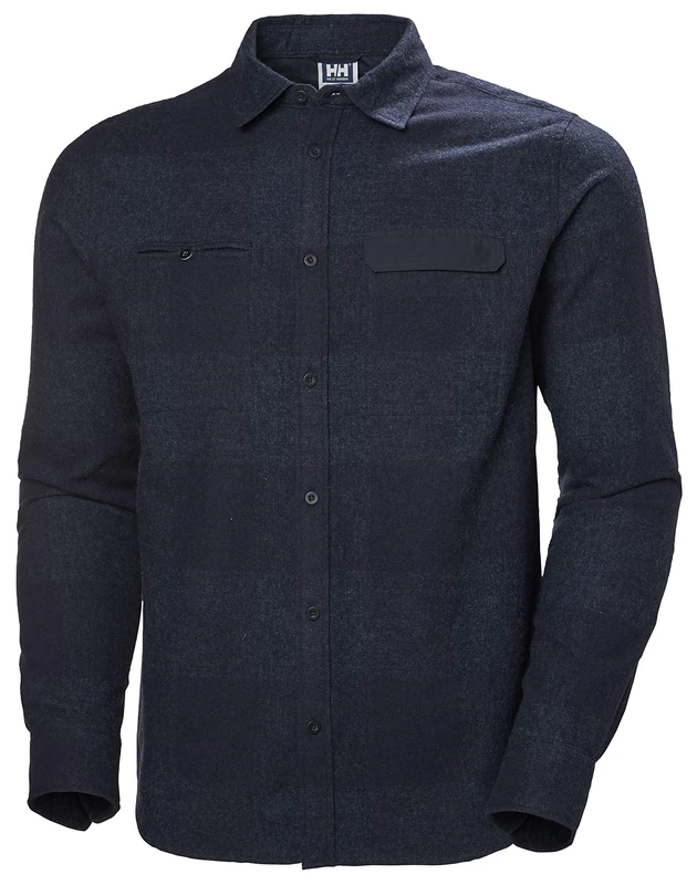 Helly Hansen Men's Wool LS Shirt Long Sleeve, Mens, Long-Sleeved t-Shirt, 62937, 597 Navy Plaid, S