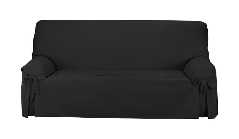 Martina Home Sofa Cover Ties, Cotton,Polyester, Black/White, 2 Seats