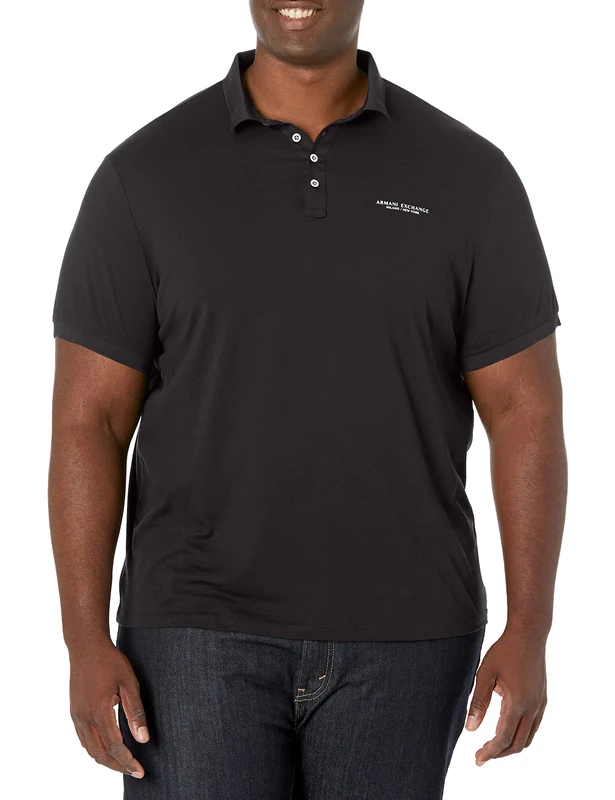 Armani Exchange Men's 4 Buttons Polo Shirt Not Applicable, Black (Black 1200), X-Small