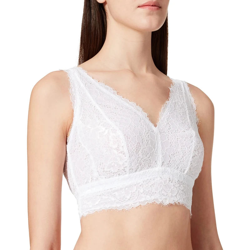 Cosabella Women's PRET Curvy Long Bralet Bra, White, Petite