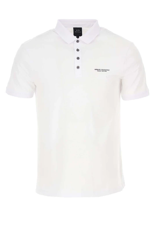 Armani Exchange Men's 4 Buttons Polo Shirt, White, Large