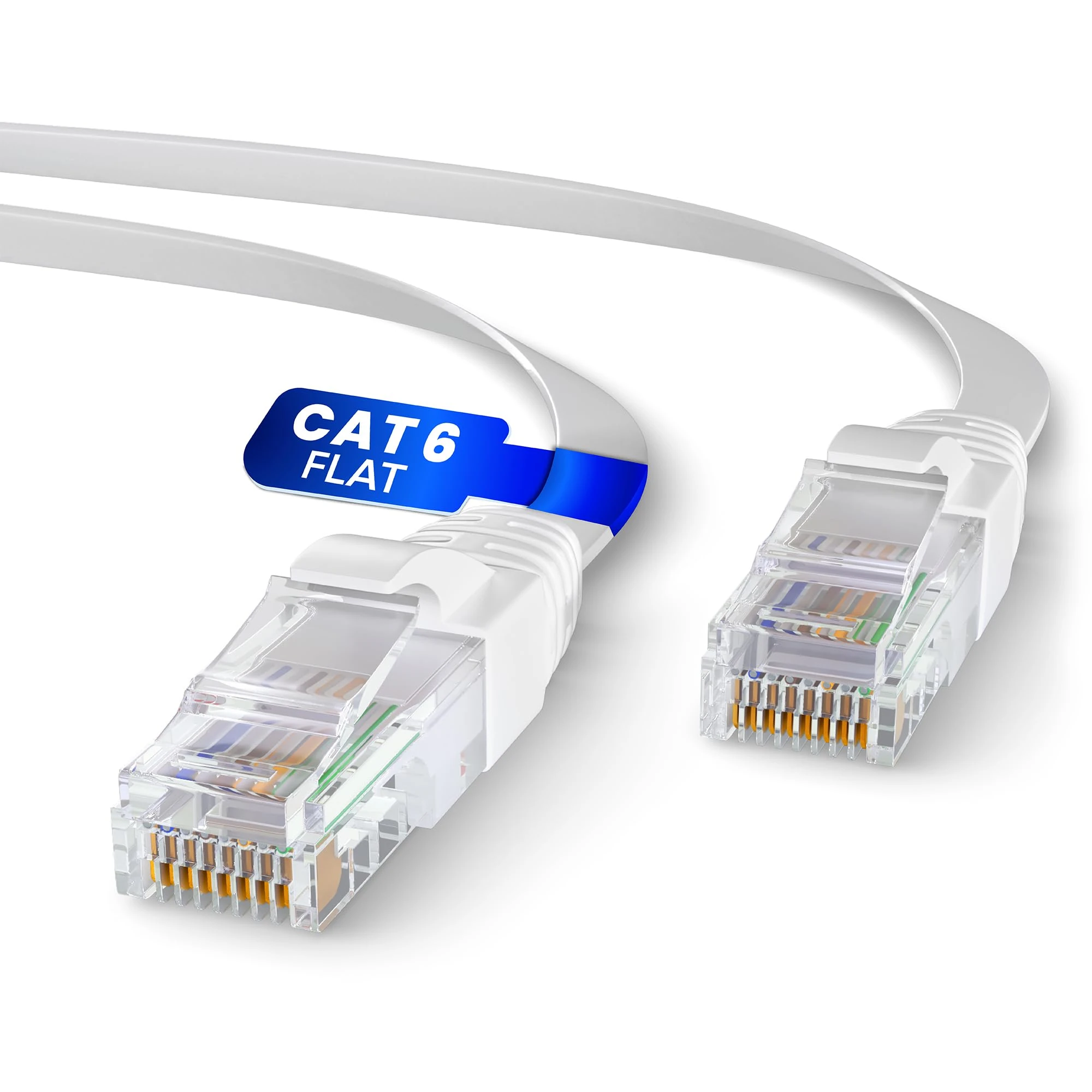 Mr. Tronic Flat Cat 6 Ethernet Cable 20m, High-Speed LAN Ethernet Network Cable with RJ45 Connectors, 20m Cat6 Internet 1 Gbps, ADSL AWG24 Patch, UTP CCA (20 Meters, White)