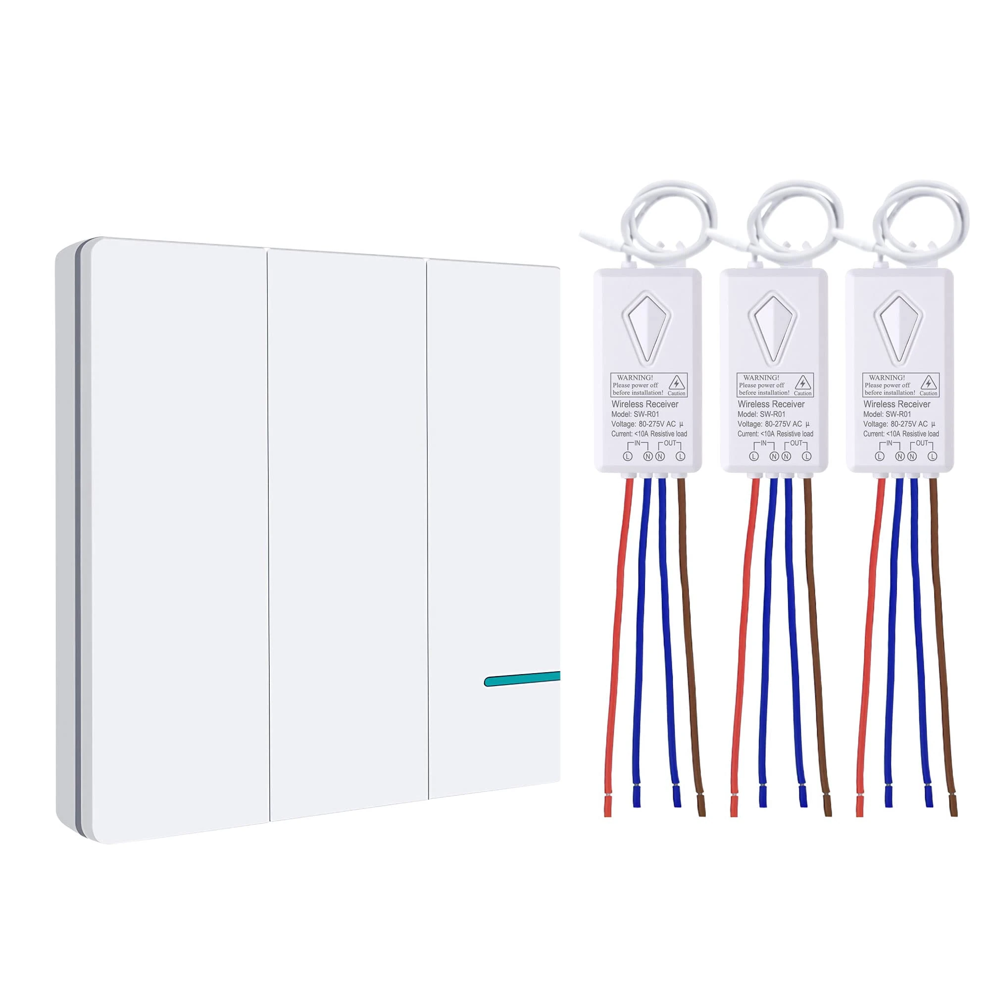 Thinkbee Wireless Switch for Light - 230V Cablefree Remote Control with Receiver Control Your 1000W Fixtures Up to 1700ft Range, IP66 Waterproof ON/Off RF Wall Switch for Garage and Garden