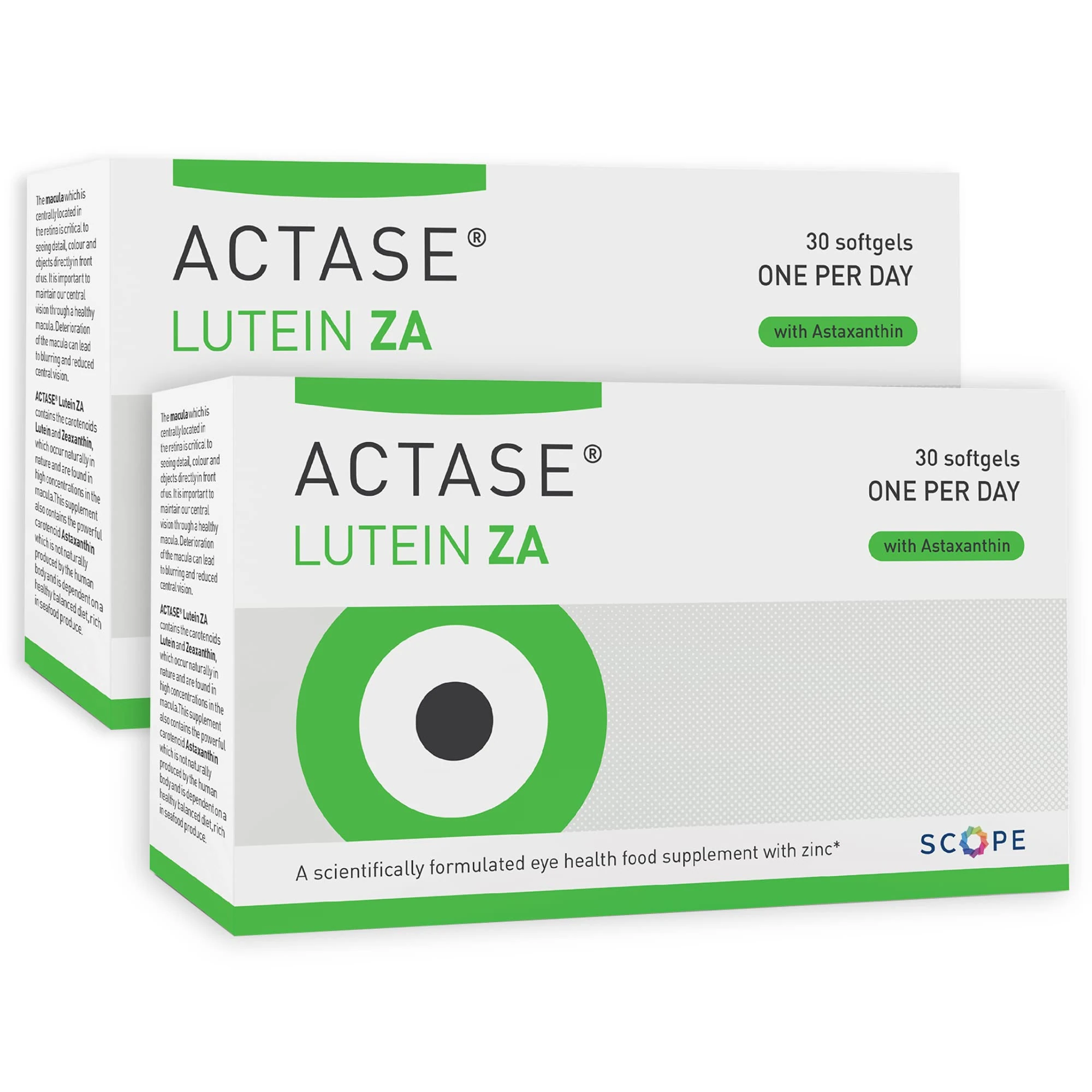 Actase ZA - Double Pack - Scientifically Formulated Lutein and Zeaxanthin Eye Care Supplement with Added Vitamins to Maintain Healthy Vision - 2x30 Softgels
