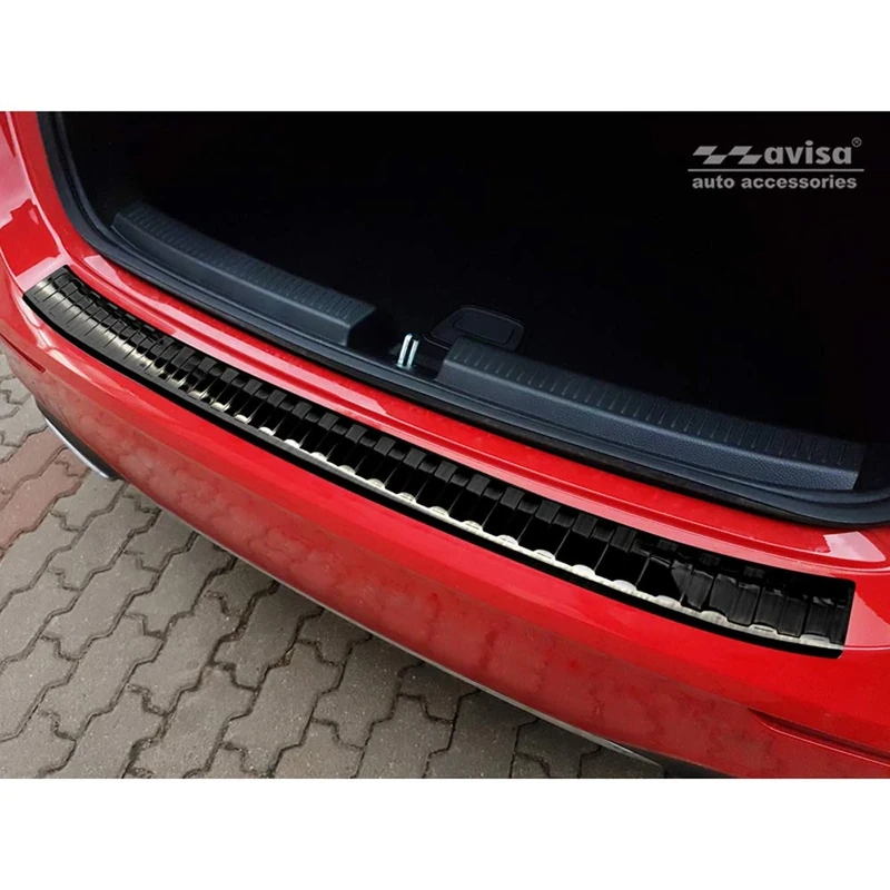 Avisa Black Stainless Steel Rear bumper protector compatible with Mercedes A-Class W177 HB 2018- incl. AMG & EQ 'Ribs'