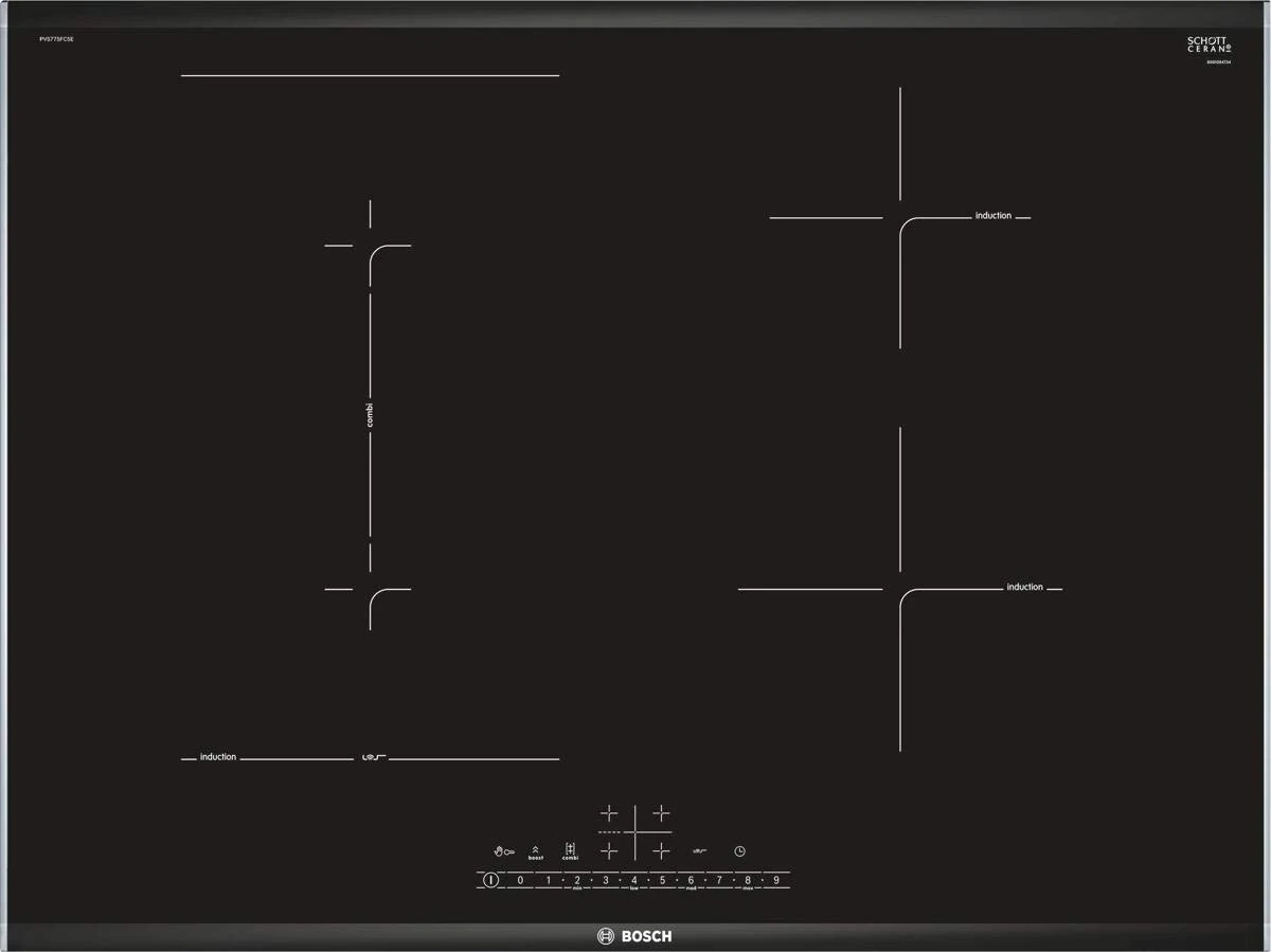 Bosch Series 6 PVS775FC5E Hob Black Built-in with Hob (Black, Built-in, with Induction Hob, 1400 W, 14.5 cm, 1800 W)