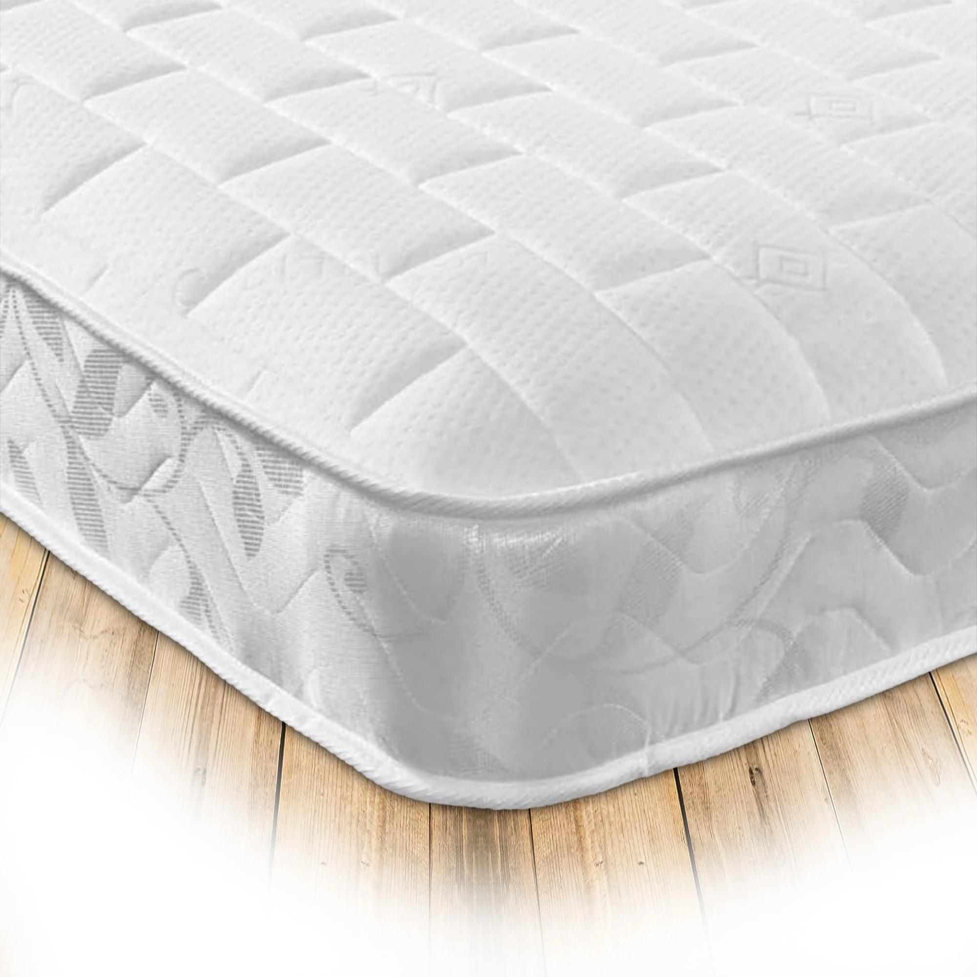 Starlight Beds Brick Design Quilted Sprung Hybrid Mattress with Memory Foam Layer. Soft Firmness, White, 18cm Deep. Single Mattress (3ft x 6ft3)