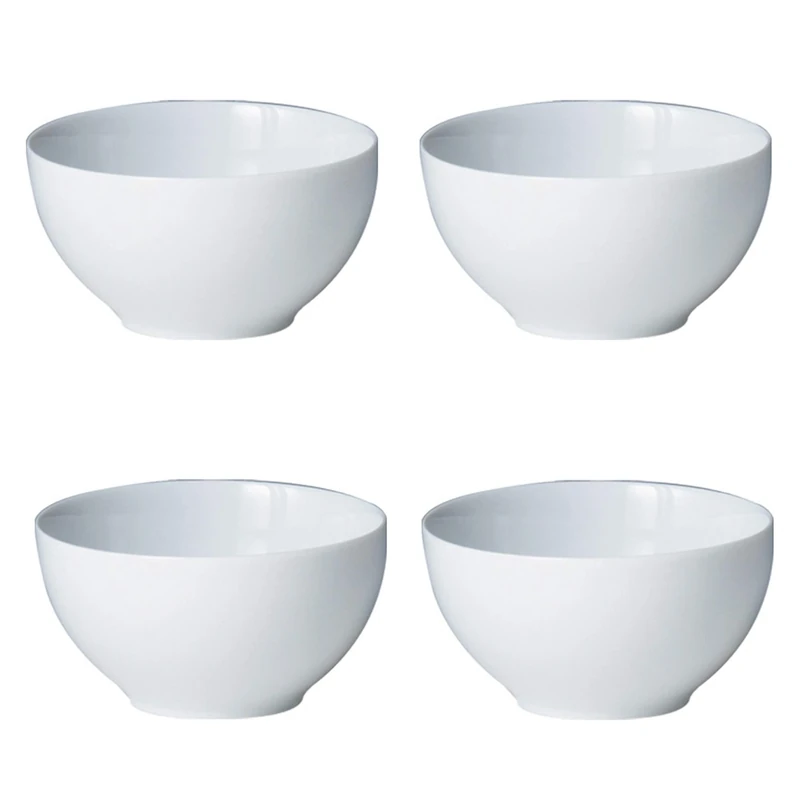 Denby White Porcelain Deep Bowls Set of 4 - Dishwasher Microwave Safe Crockery 740ml - Glazed Chip & Crack Resistant Soup Bowls