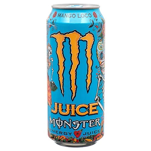 New 381906 Monster Juce Loco Mango Energy Drink 16 Oz (24-Pack) Fruit Drink Cheap Wholesale Discount Bulk Beverages Fruit Drink Fish Bowl - Image 1