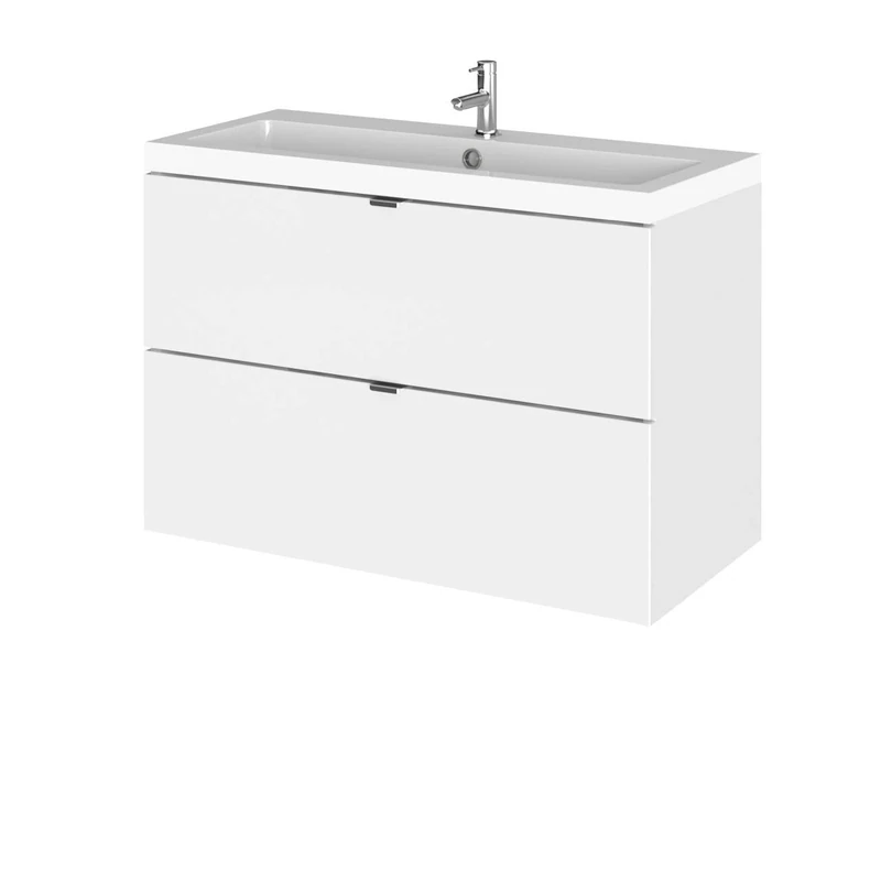 Hudson Reed CBI131 Fusion Wall Hung Vanity, Gloss White