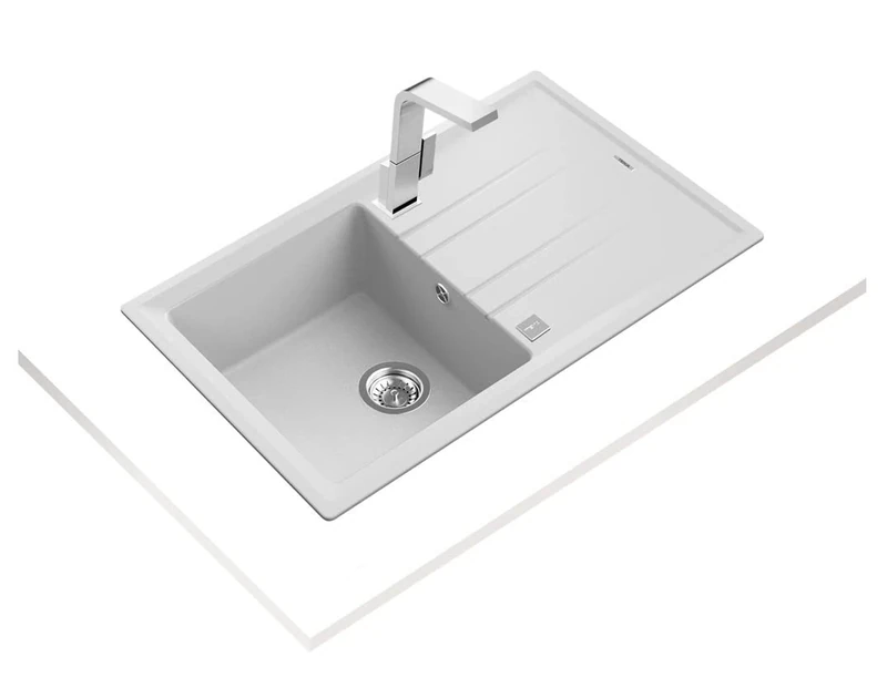 Teka Stone 50 B-TG 1C 1E Flush-Mounted Sink Rectangular, White, 1 Bowls, Rectangular, 380 x 414 mm