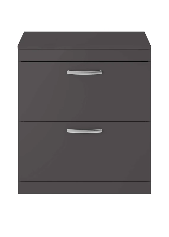 Nuie ATH079W Athena Modern Floor Standing Bathroom Vanity Sink Unit with Soft Close Drawers and Worktop, 800mm, Gloss Grey