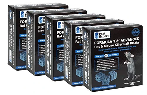 Pest Expert Formula B+ Advanced Rat Bait & Mouse Killer Poison Bait Blocks (2.1kg) Max Strength Brodifacoum Single Feed 7 x 300g