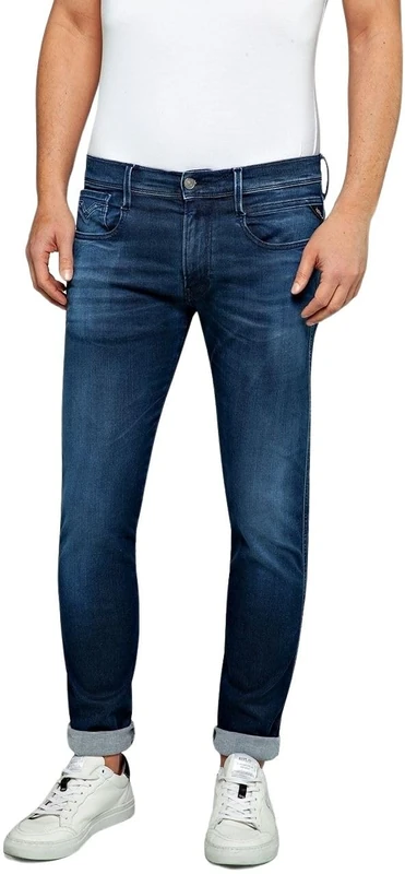 Replay Men's Anbass Slim-Fit Hyperflex Jeans with Stretch, Blue (Dark Blue 007), W34 x L36