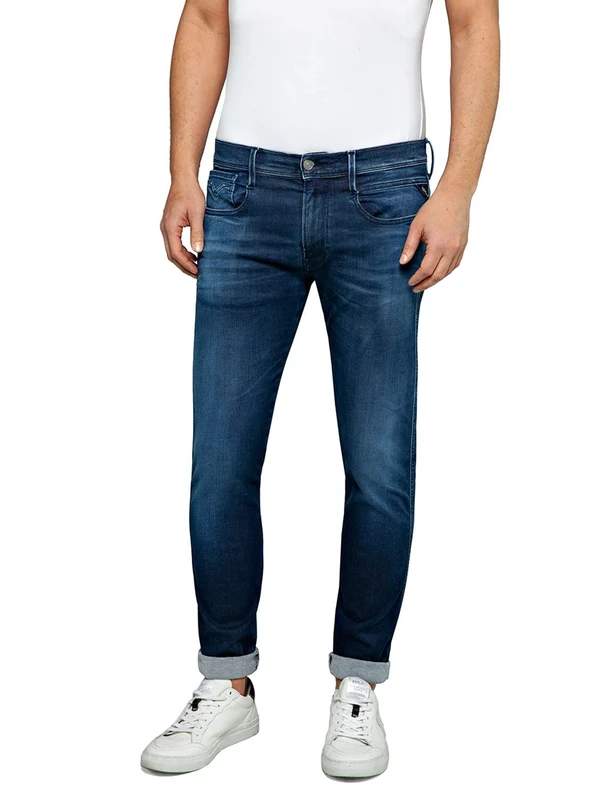 Replay Men's Anbass Slim-Fit Hyperflex Jeans with Stretch, Blue (Dark Blue 007), W28 x L34