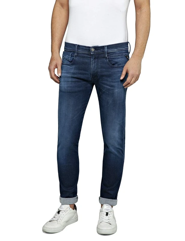 Replay Men's Anbass Slim-Fit Hyperflex Jeans with Stretch, Blue (Dark Blue 007), W36 x L32