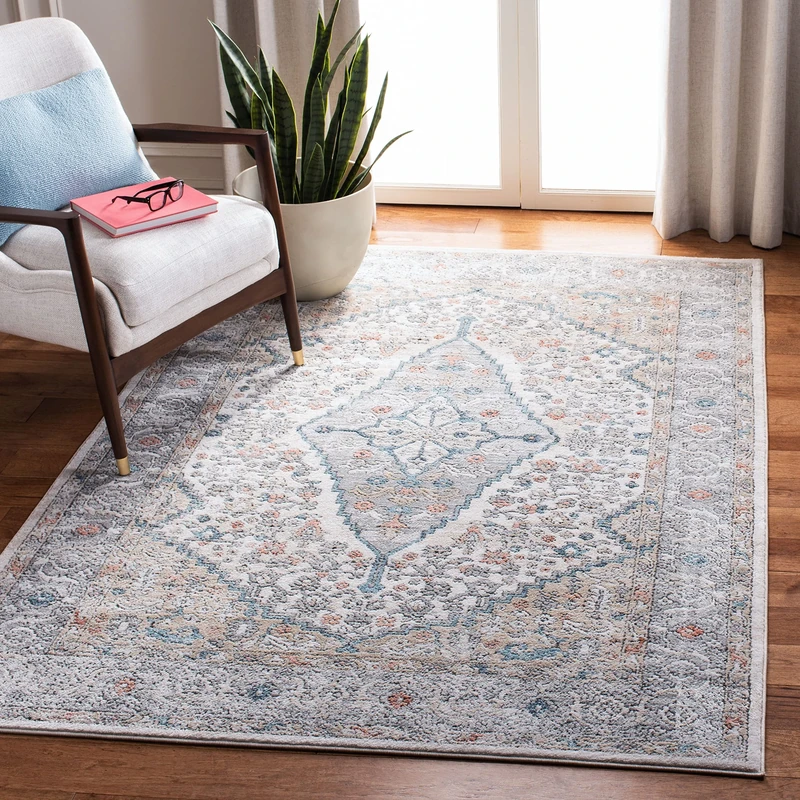Safavieh Classic Indoor Woven Rectangle Area Rug, Oregon Collection, ORE876, in Grey/Ivory, 155 X 229 cm for Living Room, Bedroom or Any Indoor Space