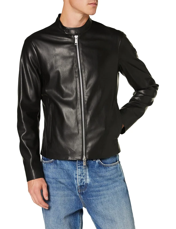 Armani Exchange Men's Eco-Leather Blouson Bomber Jacket, Black (Black 1200), X-Small