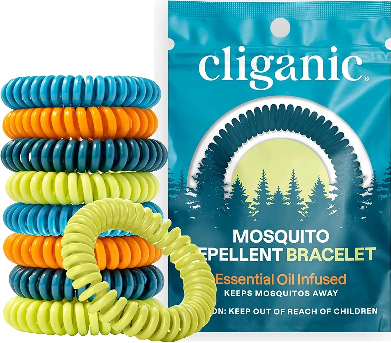 Cliganic 50 Pack Mosquito Repellent Bracelets, DEET-Free Bands, Individually Wrapped