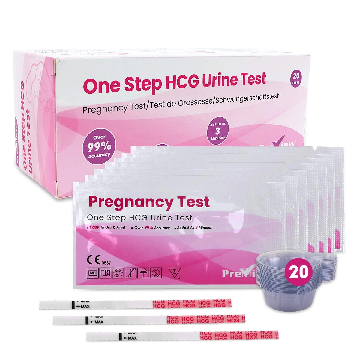 Preview Pregnancy Test Strips Early Pregnancy Tests with Urine Cups 10 MIU/mL 6 Days Early Detection