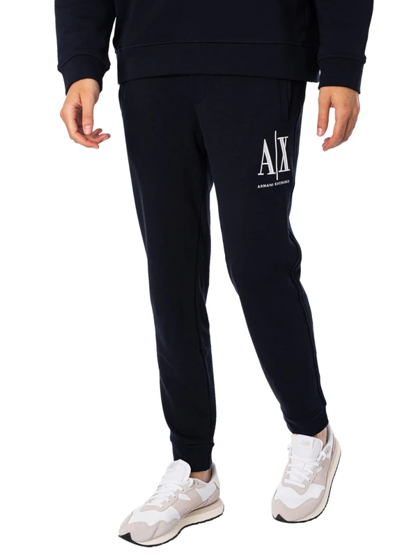 Armani Exchange Men's Icon Project Embroidered Jogger Sports Trousers, Black, 28 (Size: XX-Large)