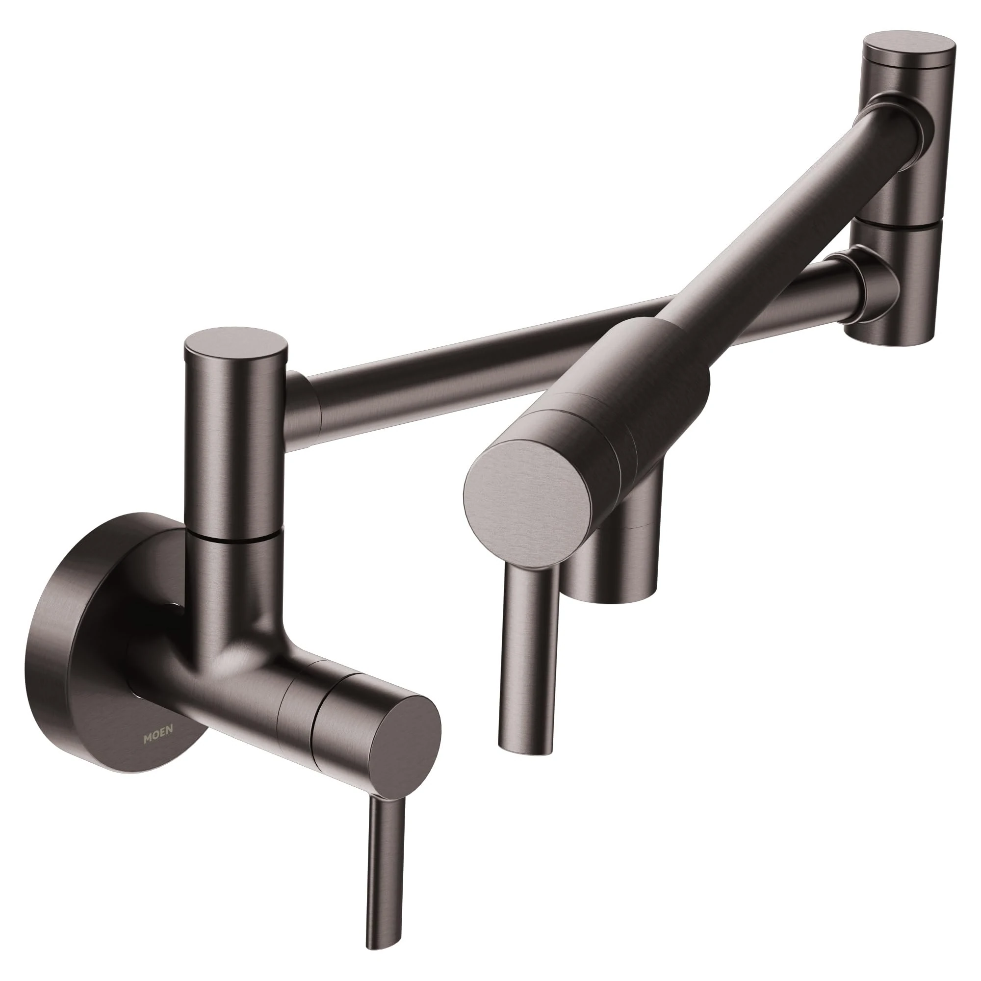 Moen S665BLS Modern Wall Mount Swing Arm Folding Pot Filler Kitchen Faucet, Black Stainless