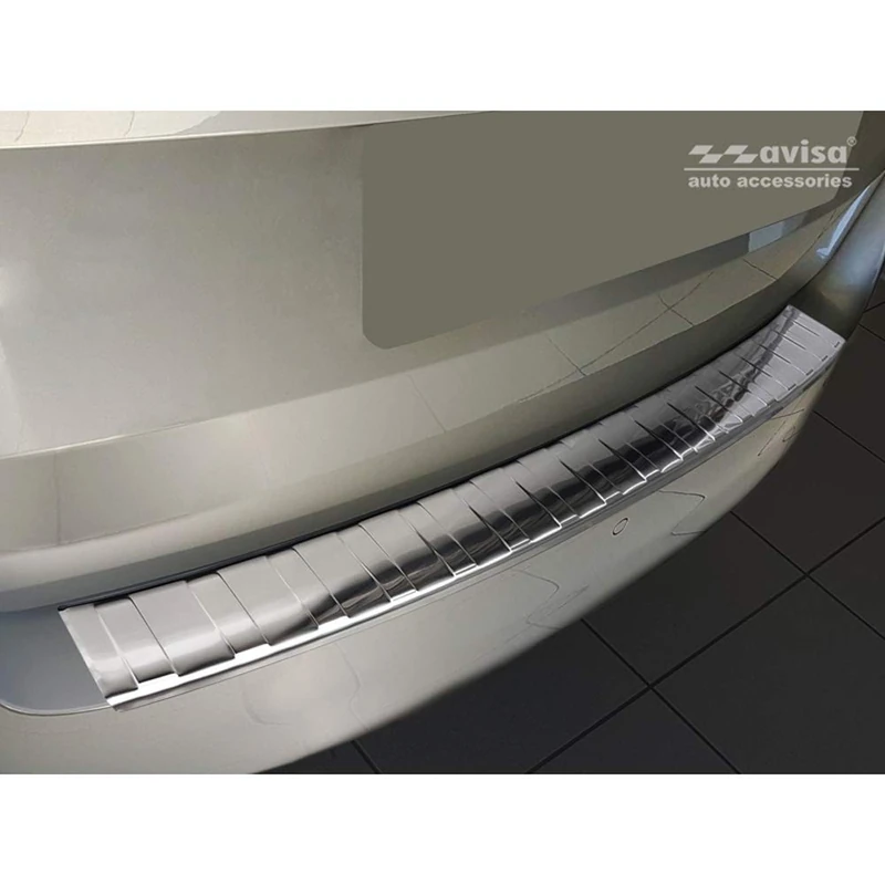 Avisa Stainless Steel Rear bumper protector compatible with Skoda Fabia III Combi Facelift 2018- 'Ribs'
